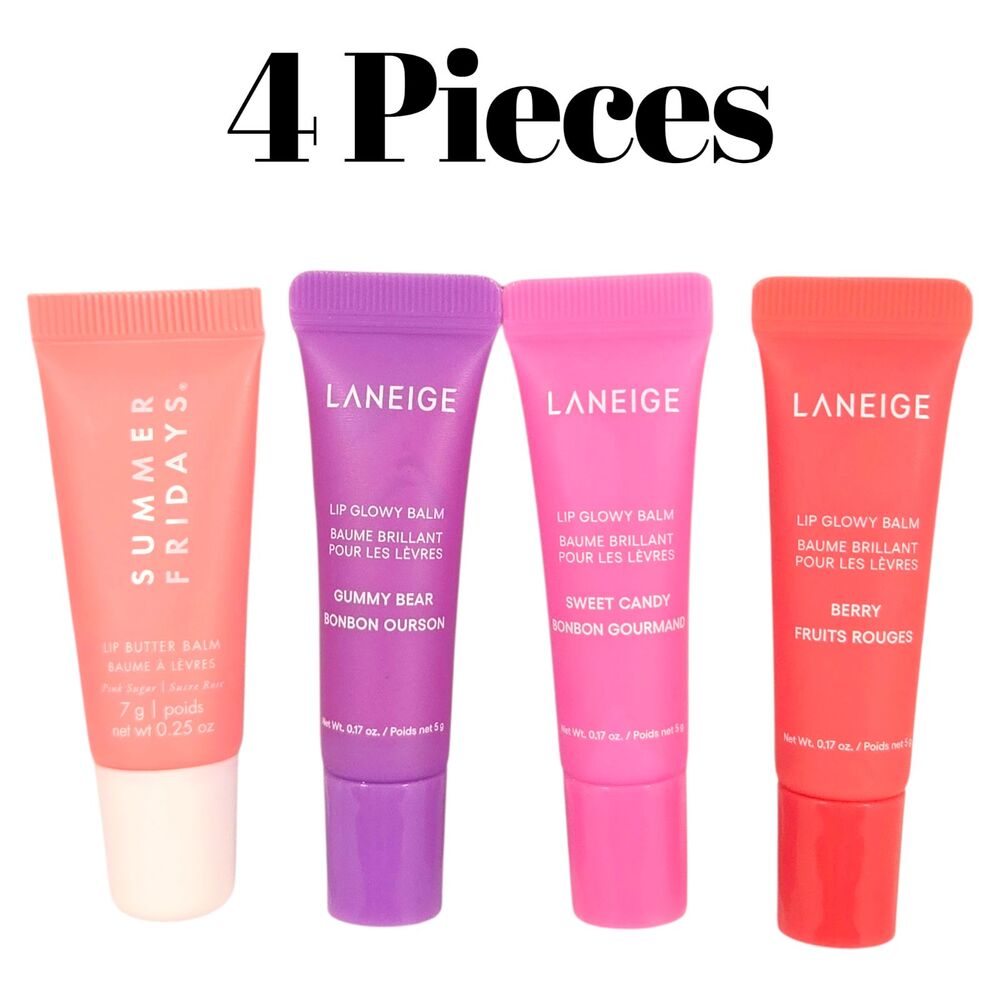 4pc Summer Fridays Pink Sugar & Laneige Lip Glowy Balm Set Multiple Viral NEW